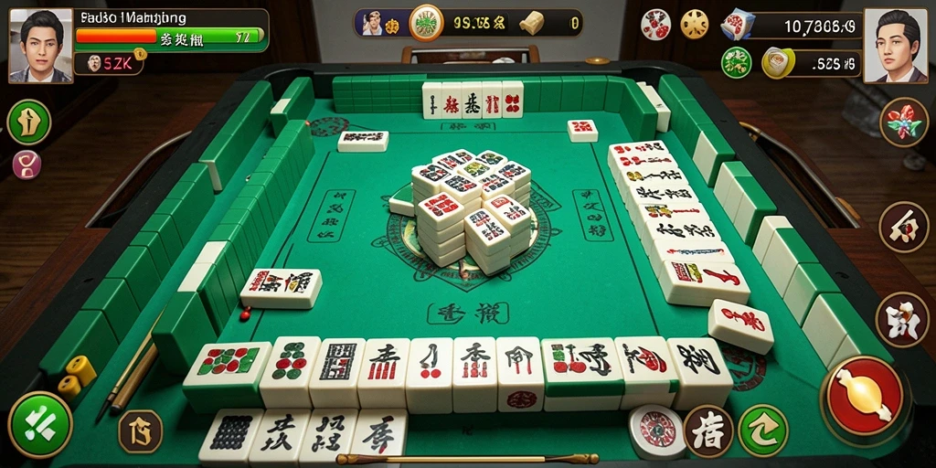 Tampilan utama gameplay 5ZK dengan ubin Mahjong berwarna-warni.