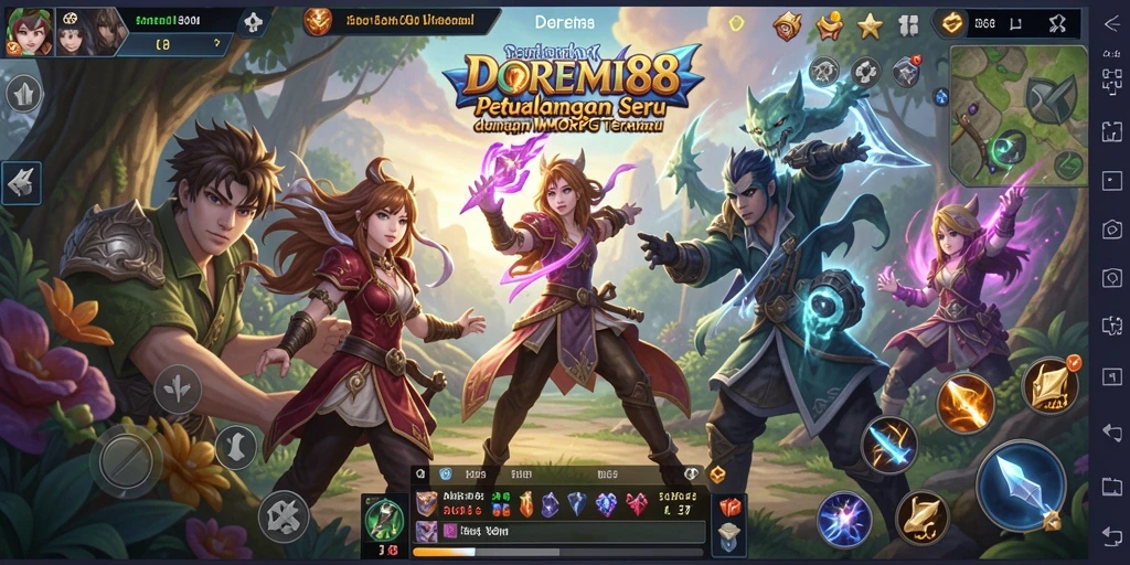 Screenshot menunjukkan aksi seru dalam permainan MMORPG DOREMI88.