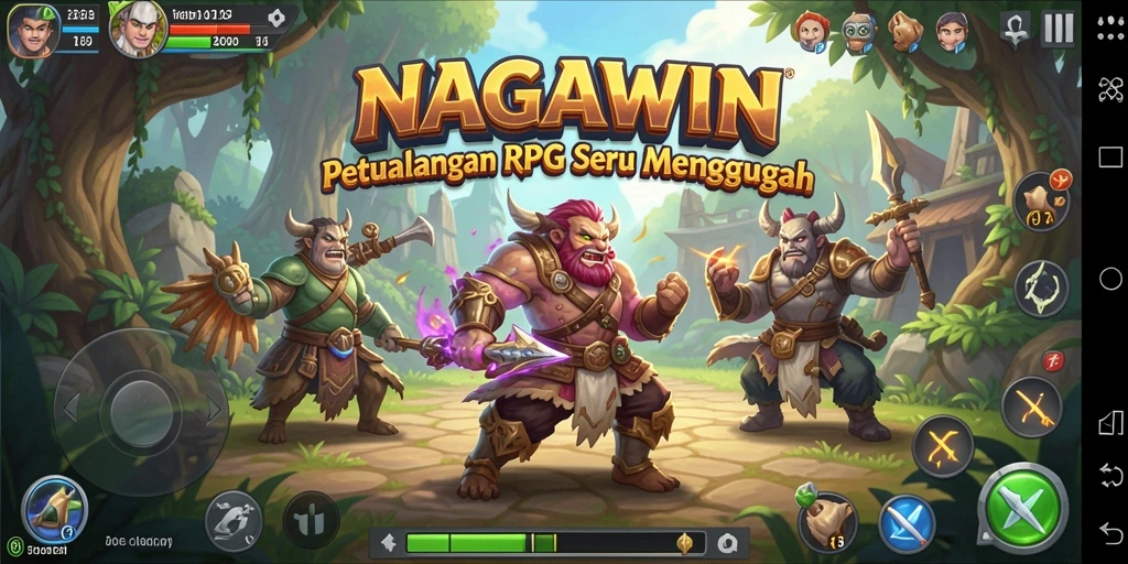 Tampilan gameplay NAGAWIN yang menakjubkan dan penuh aksi.