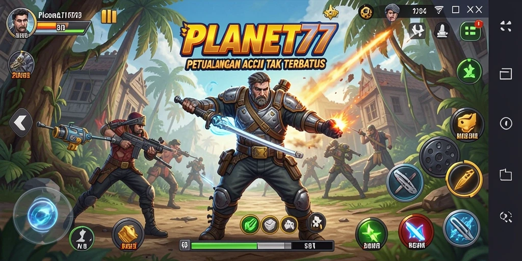Tampilan utama gameplay PLANET77 yang penuh aksi dan tantangan.