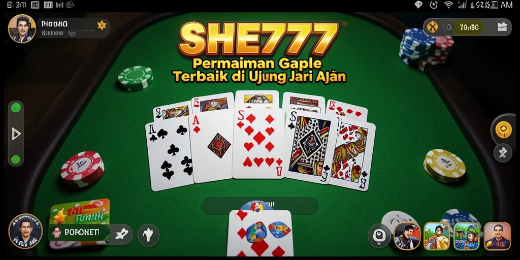 Tampilan gameplay seru dari SHE777 saat bermain Gaple.