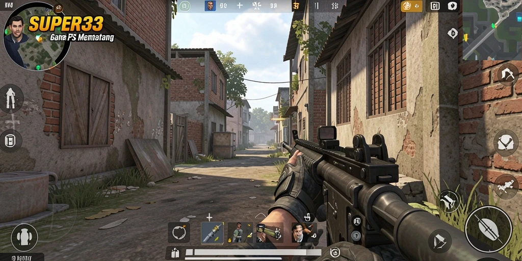 Tangkapan layar SUPER33 menampilkan aksi intens dalam pertempuran FPS.
