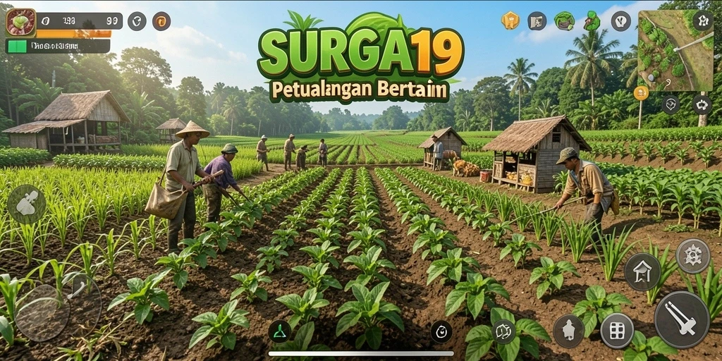 Screenshot SURGA19 menunjukkan gameplay bertani yang menarik dan interaktif.