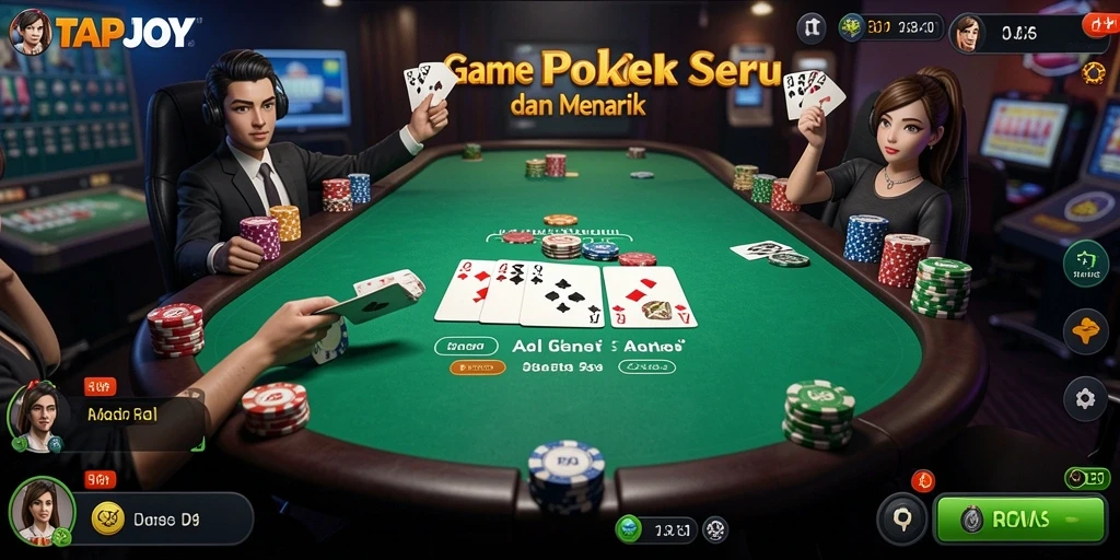 Tampilan seru gameplay poker di TAPJOY.