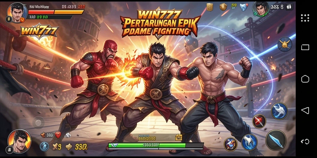 Screenshot menampilkan aksi bertarung seru dalam WIN777.